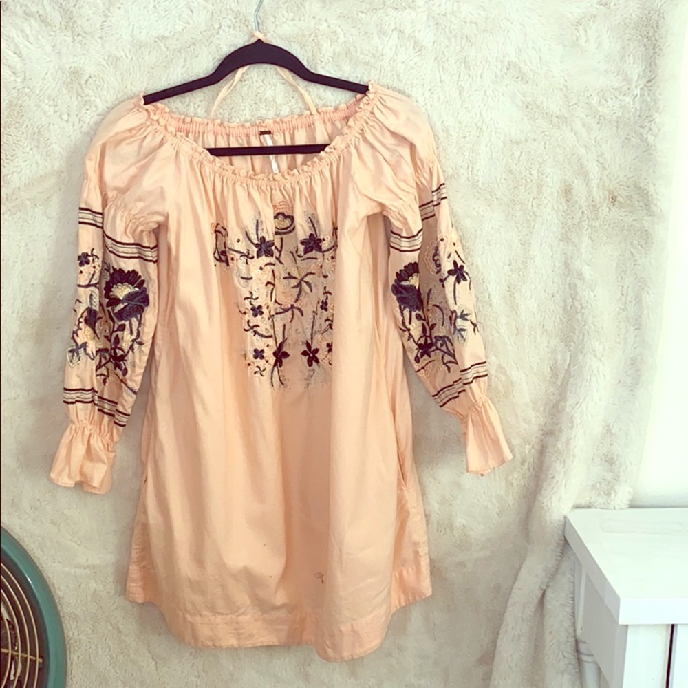 Peach peasant style dress